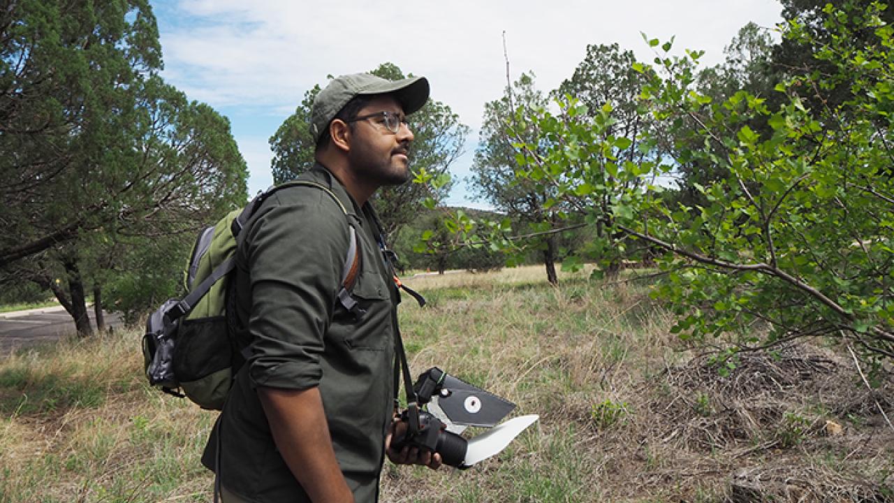 Lohit Garikipati on a collecting trip in Elgin, Ariz. (Photo by Nicole Williamson)