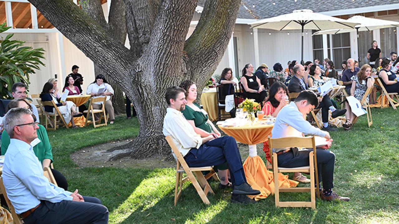 Image of the partial crowd at the UC Davis Staff Assembly's awards celebration, held at the Chancellor's residence. (Photo by Kathy Keatley Garvey)