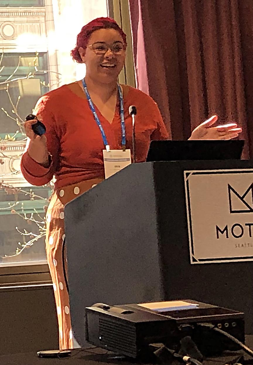 Iris Quayle delivering her award-winning presentation to the Pacific Branch, Entomological Society of America.