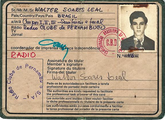 Walter Leal's press credentials, 1971.