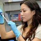 Joanna Chiu when she was establishing her lab in the UC Davis Department of Entomology and Nematology in 2010. (Photo by Kathy Keatley Garvey)